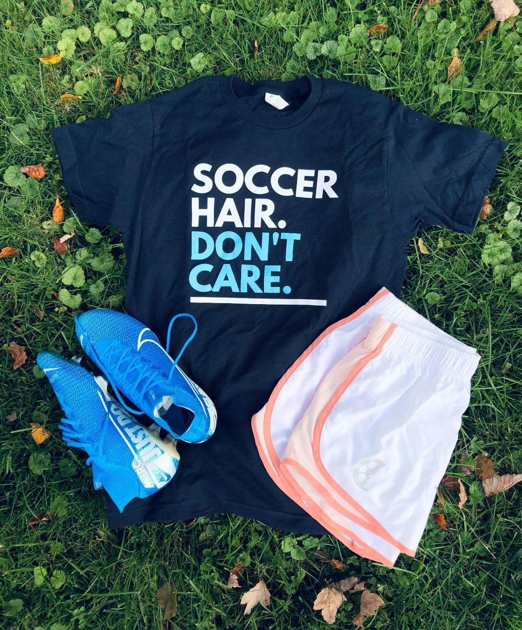 Soccer Hair Don't Care Adult T-Shirt