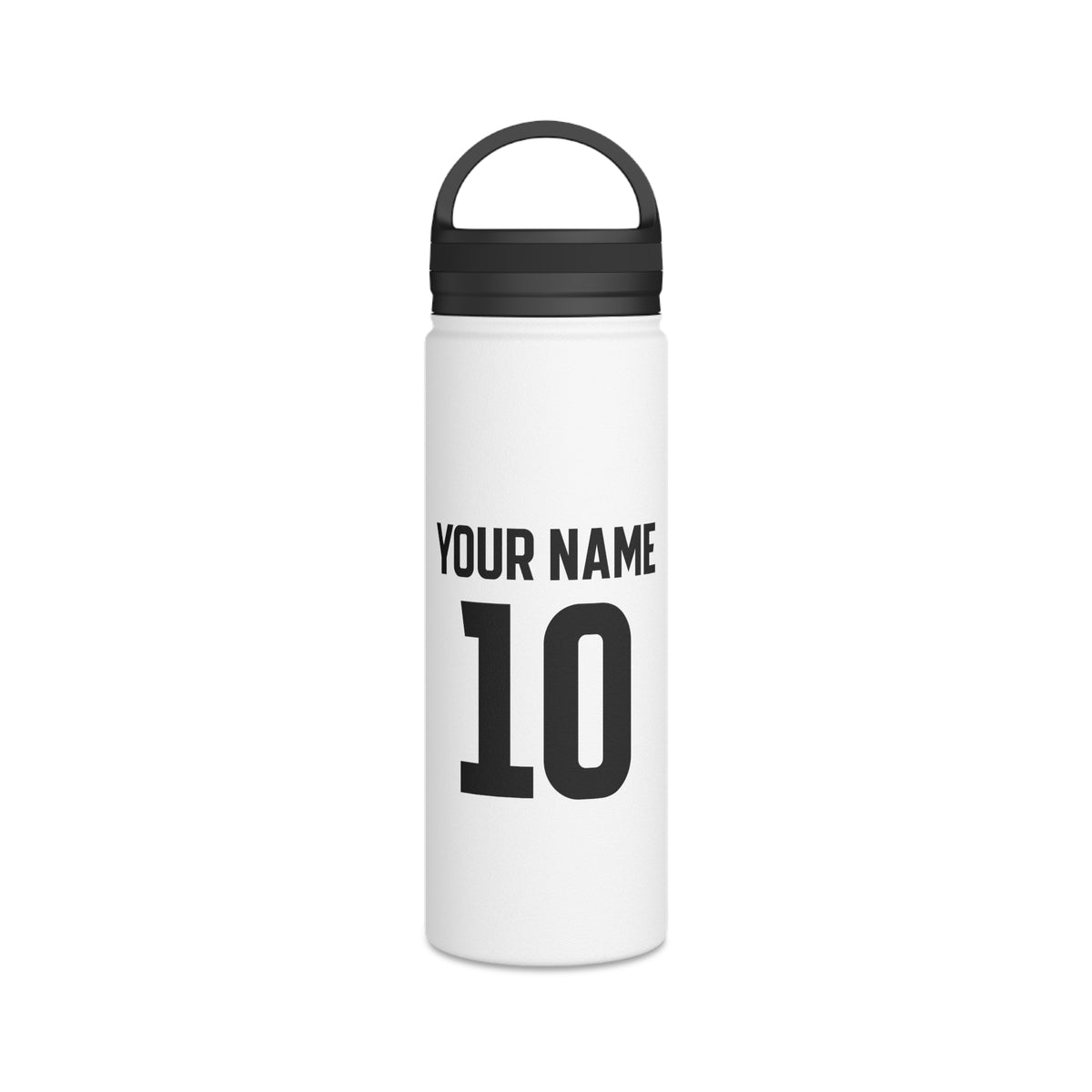 Personalized Sports Water Bottle — Custom Name & Number Stainless Steel Bottle