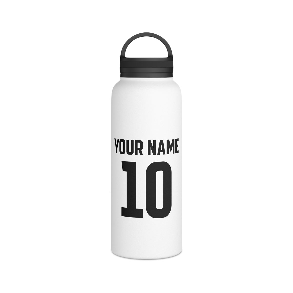 Personalized Sports Water Bottle — Custom Name & Number Stainless Steel Bottle