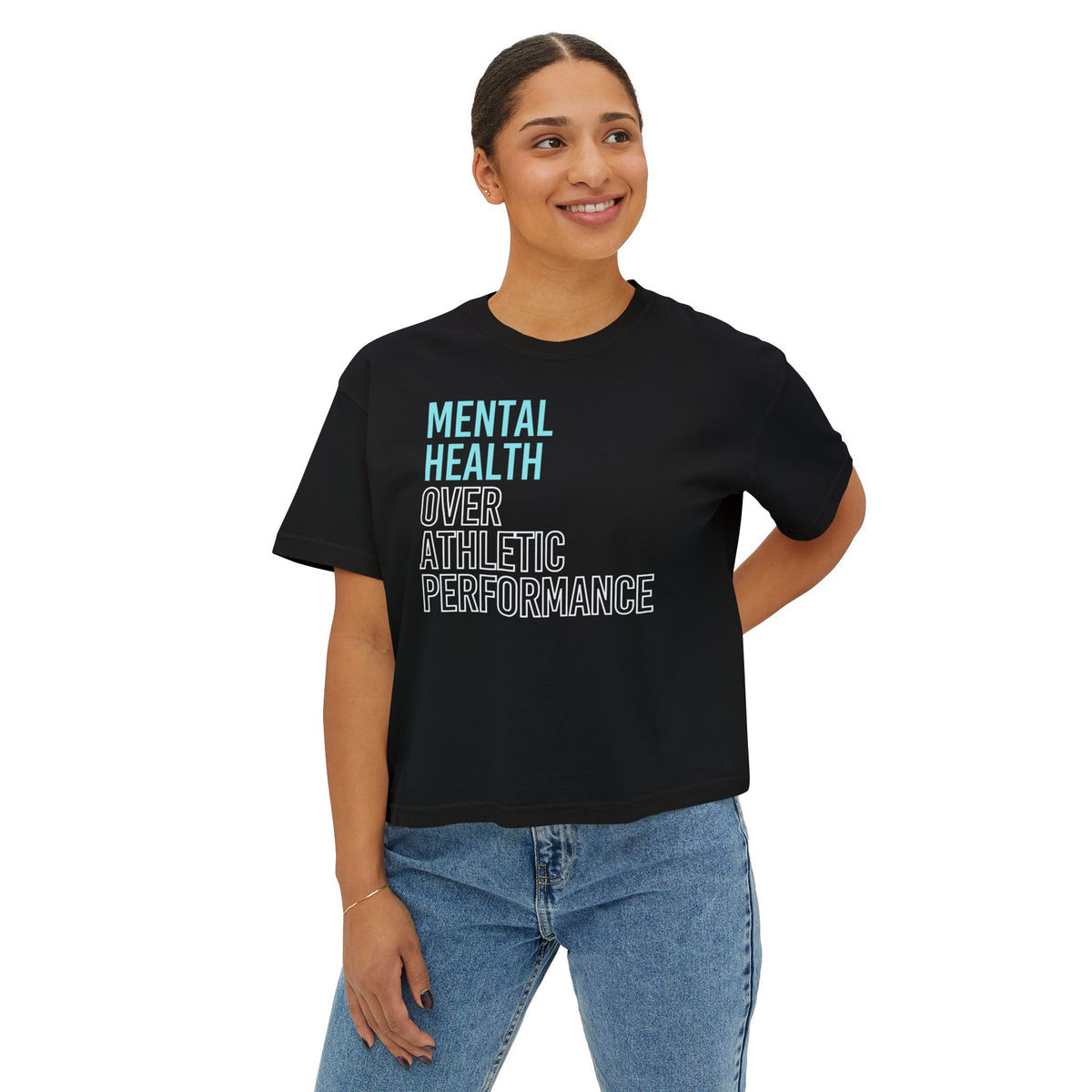 Mental Health Over Athletic Performance Women's Boxy T-Shirt