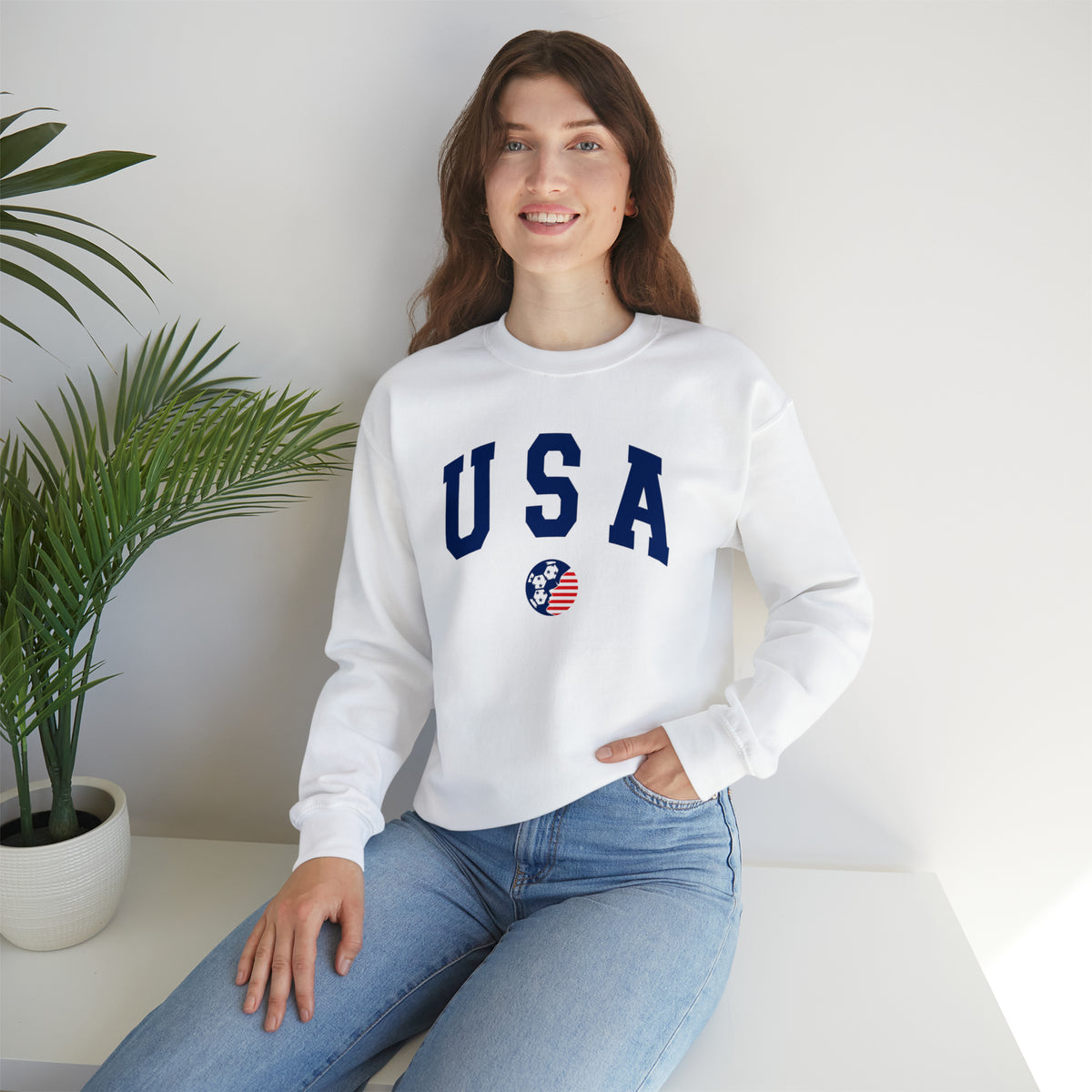 USA Support Women's Soccer Adult Crewneck Sweatshirt