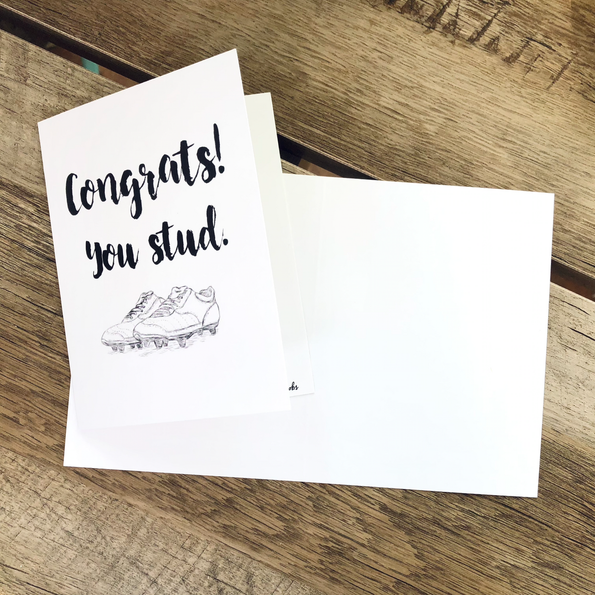 congratulations you stud card with pair of cleats soccer